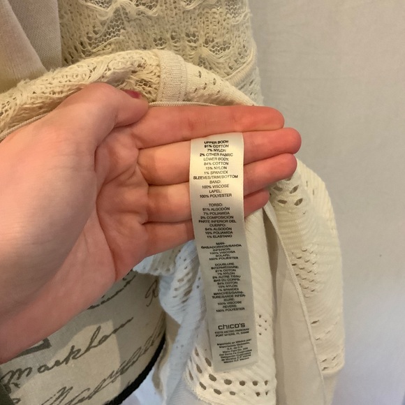 EUC-Chico’s off white quarter sleeve cardigan - Picture 3 of 3